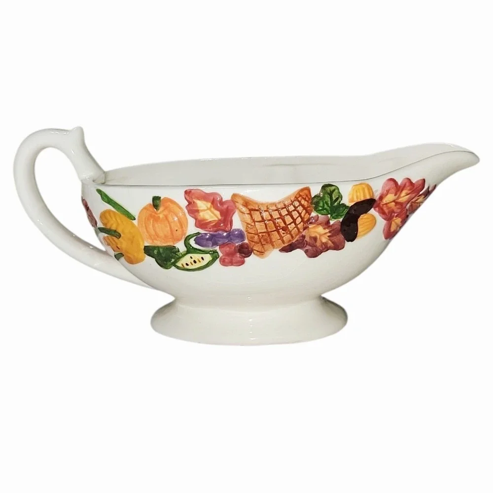 Publix‎ The Pilgrim Pair Thanksgiving Gravy Boat Underplate Ceramic w/ Box